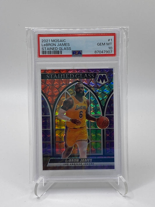 LeBron James- Stained Glass SP #1 Lakers 2021 Mosaic - PSA 10